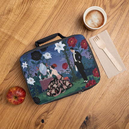 🌹🪞 The Lady Of The Midnight Garden Dressing Table Lunch Bag – Art Deco Floral Romance