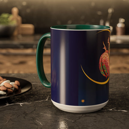 Moonlit Reflections Colorful Mug (11oz, 15oz) – Celestial Elegance, Art Deco Beauty & Dreamy Style