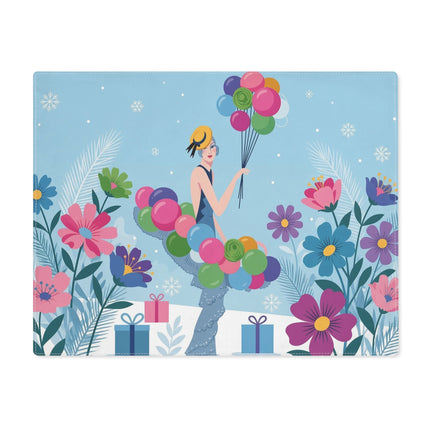 🎈🌸 The Christmas Balloon Garden Placemat – Art Deco Holiday Whimsy