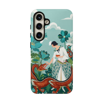 🐉🌿 The Dragon Keeper Phone Case – Art Deco Floral Fantasy