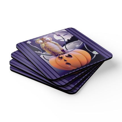 The Startled Pumpkin Corkwood Coaster Set