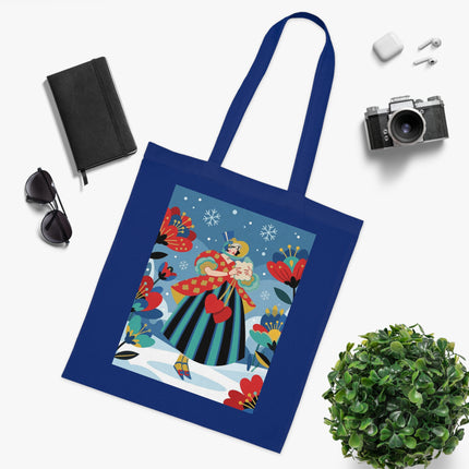 ❤️❄️ The Winter Heart Messenger Cotton Tote Bag – Art Deco Winter Enchantment