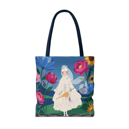 🌸👑 The Lady Of The Enchanted Flower Crown Tote Bag – Art Deco Garden Fantasy