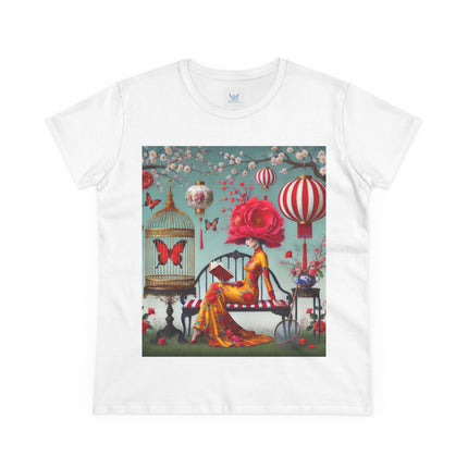 Reading In A Painted Garden Cotton Tee