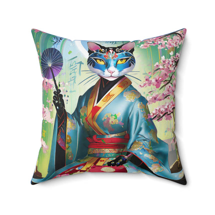 Cyberpunk Geisha Spun Polyester Square Pillow