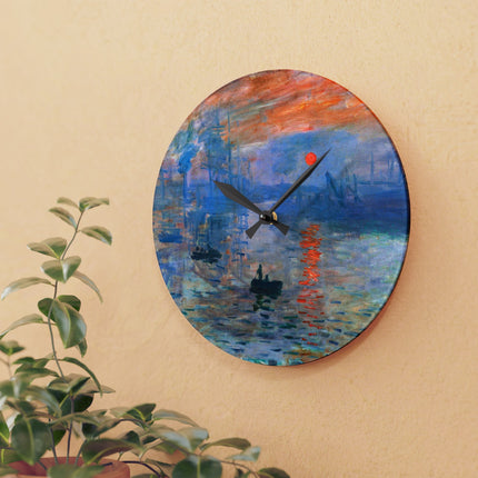 Sunrise by Claude Monet Acrylic Wall Clock, Round and Square