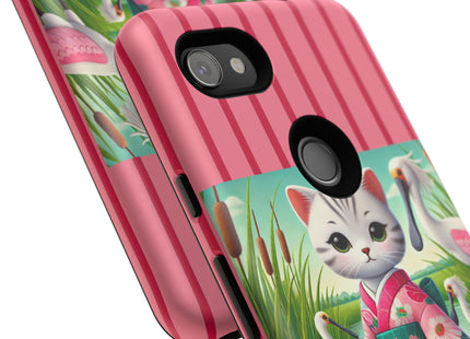 Geisha Kitten Strolls Among the Spoonbills Phone Cases