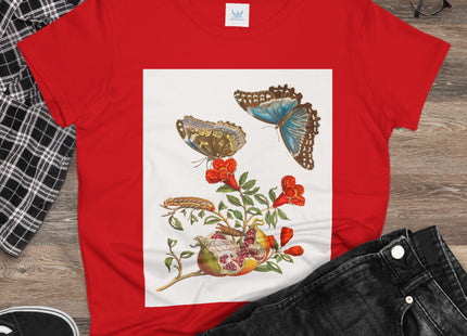 Blue Butterflies and Pomegranate Cotton Tee