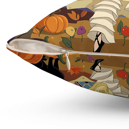 🌙🎃 The Moonlit Garden Walk Square Pillow – Elegant Halloween Charm