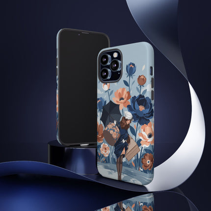 ☂️🌺 The Lady Of The Traveling Garden Phone Case – Art Deco Floral Adventure
