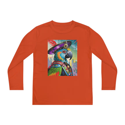 Tech Plumes Youth Long Sleeve Competitor Tee – Neon Wings & Cyberpunk Adventure