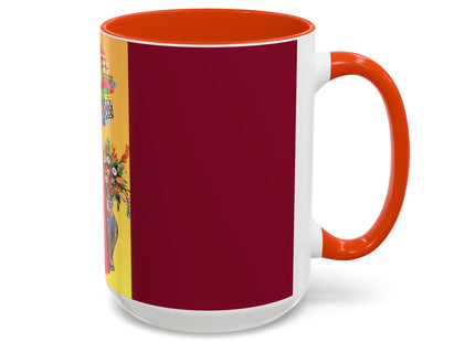 Elegant Holiday Woman with Gifts Colorful Mugs (11oz, 15oz)