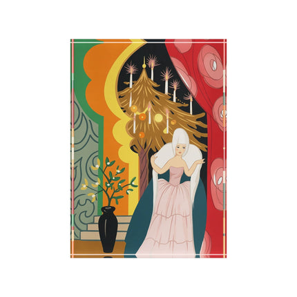 ❤️ The Lady Of The Candlelit Christmas Alcove Acrylic Art Block – Art Deco Holiday Elegance