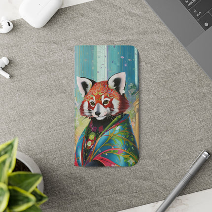 🦝✨ Cybernetic Red Panda Flip Case – Neon Charm & Futuristic Wonder