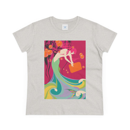 Mermaid Dive Women's Midweight Cotton Tee – Joyful Underwater Fantasy