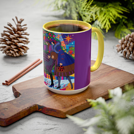 🎄✨ Christmas Among The Twinkling Trees Colorful Mug – Art Deco Holiday Fantasy
