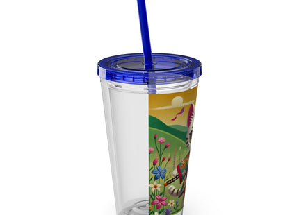 Samurai Kitten Sunsplash Tumbler with Straw, 16oz