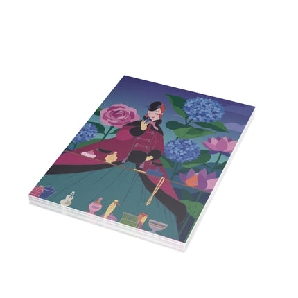 🌹💎 The Lady Of The Perfumed Garden Greeting Card – Art Deco Floral Elegance