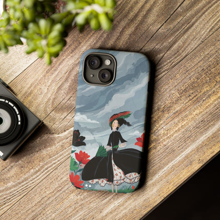 🌧️🌺 The Stormy Flower Walk Phone Case – Art Deco Floral Fashion