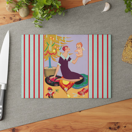 Art Deco Christmas Glass Cutting Board