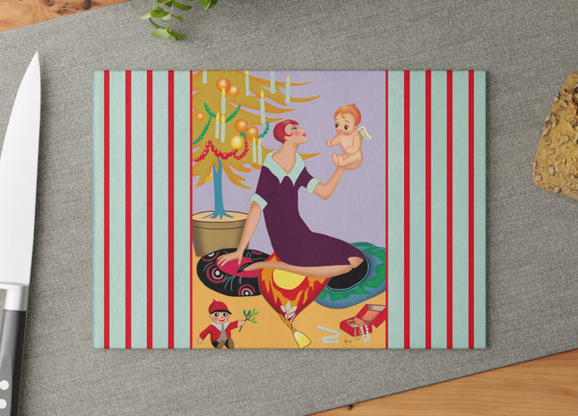 Art Deco Christmas Glass Cutting Board