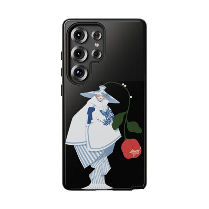 Blue & White Porcelain Geisha Phone Case – Elegant Mystery & Floral Grace