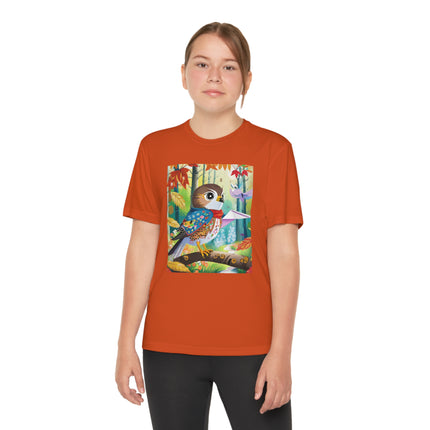 Baby Hawk Plays in Forest Youth Competitor Tee