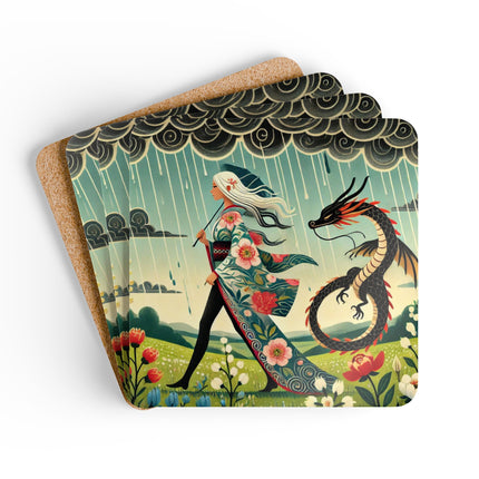 The Dragon Fairy’s Stride Corkwood Coaster Set