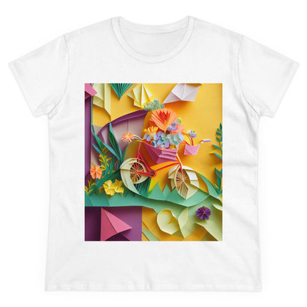 Origami Bicycle Women's Midweight Cotton Tee
