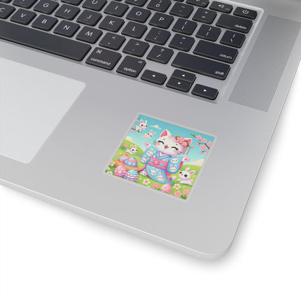Springtime Kitten’s Easter Joy Kiss-Cut Stickers (4 Sizes)
