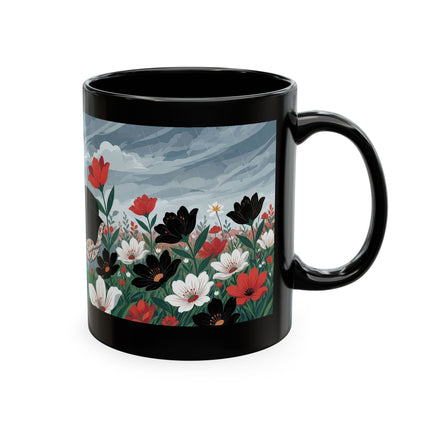 🌺☔ The Lady In The Stormy Flower Garden Ceramic Mug – Art Deco Fashion Elegance