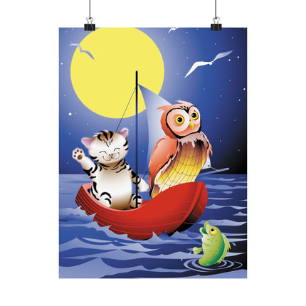 Embarking on a Moonlit Journey Premium Matte Vertical Posters