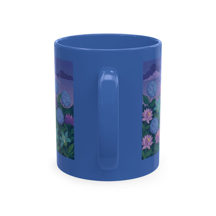 🧶☂️ The Lady Of The Garden Knitting Circle Ceramic Mug – Art Deco Floral Whimsy
