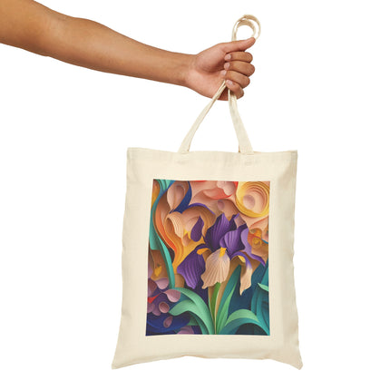 The Elegant Iris Flower Cotton Canvas Tote Bag