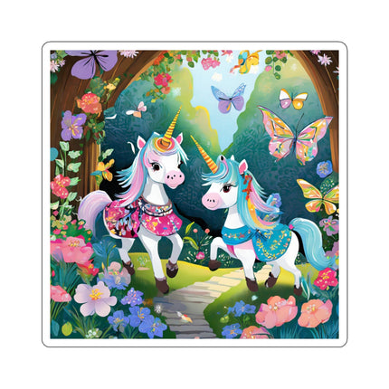 Baby Unicorns and Fluttering Butterflies Kiss-Cut Stickers (4 Sizes)