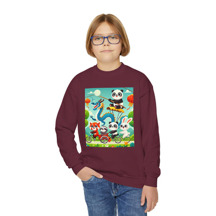 Rolling Along Together Youth Crewneck Sweatshirt – Friendship, Motion & Joyful Adventure