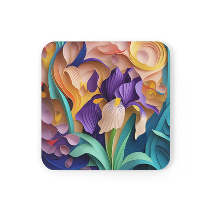 The Elegant Iris Flower Cork Back Coaster