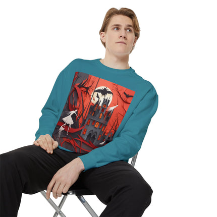 Halloween Night Scene Unisex Garment-Dyed Sweatshirt