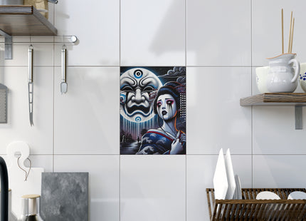 Geisha’s Black Ink Tears Ceramic Tile