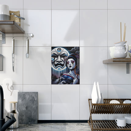 Geisha’s Black Ink Tears Ceramic Tile
