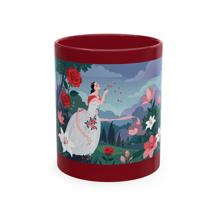 🌹💌 The Lady Blowing Kisses In The Rose Garden Ceramic Mug – Art Deco Floral Romance