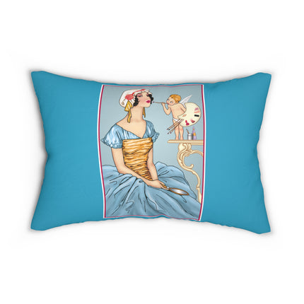 The Enchanting Painter: A Fairy's Artistic Touch Spun Polyester Lumbar Pillow