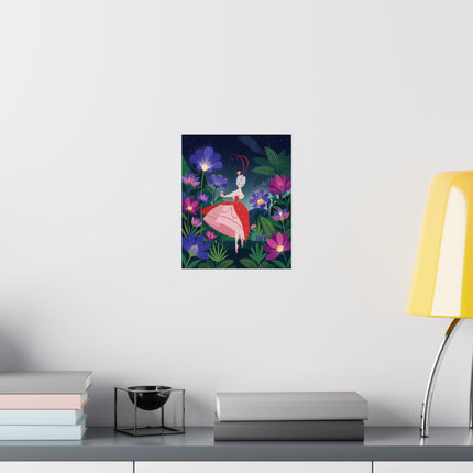 🌙🌺 The Lady Of The Midnight Flower Garden Matte Vertical Poster – Art Deco Floral Whimsy