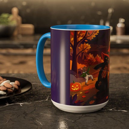 🐈‍⬛🎻 The Black Cat's Moonlit Melody Colorful Mug – Whimsical Halloween Music