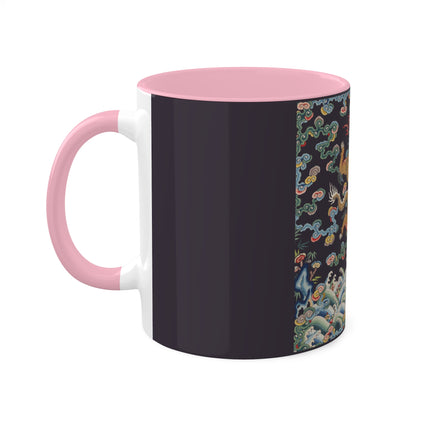 Rank Badge with Dragon with Deer Hooves Colorful Mugs, 11oz
