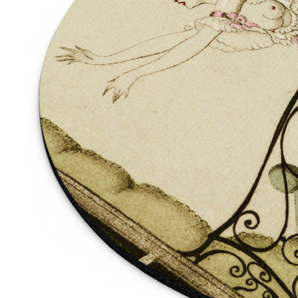 Sur talons rouges (On Red Heels) pl 02 by Gerda Wegener Mouse Pad, Round and Rectangle