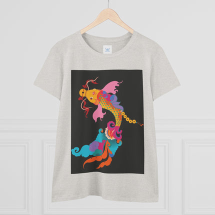 Golden Koi Women's Midweight Cotton Tee – Prosperity & Vibrant Energy