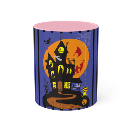 Halloween Night at the Haunted House Colorful Mugs, 11oz