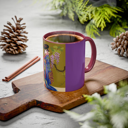 Wisteria Elegance Colorful Mug (11oz, 15oz) – Floral Beauty, Kimono Art & Timeless Grace