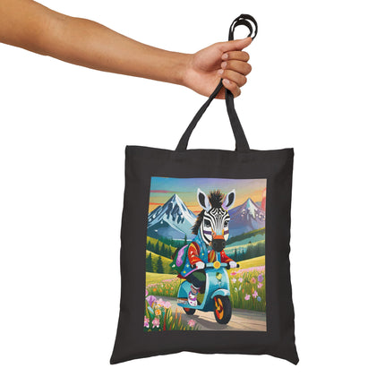 Stripes on Wheels Cotton Canvas Tote Bag